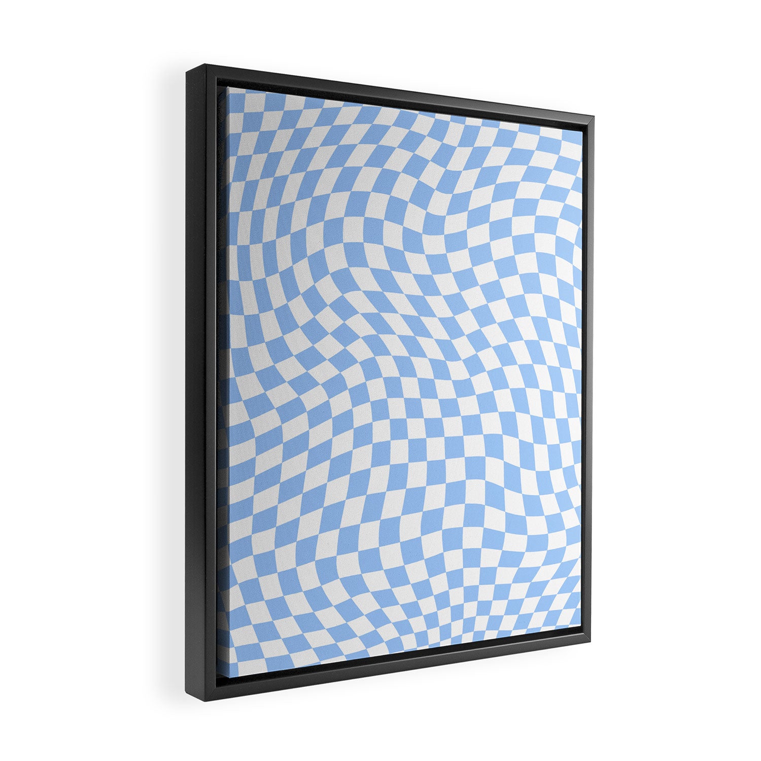 Pastel Blue Twisted Swirl Checkered Squares  Framed Canvas Print Gallery Image 2