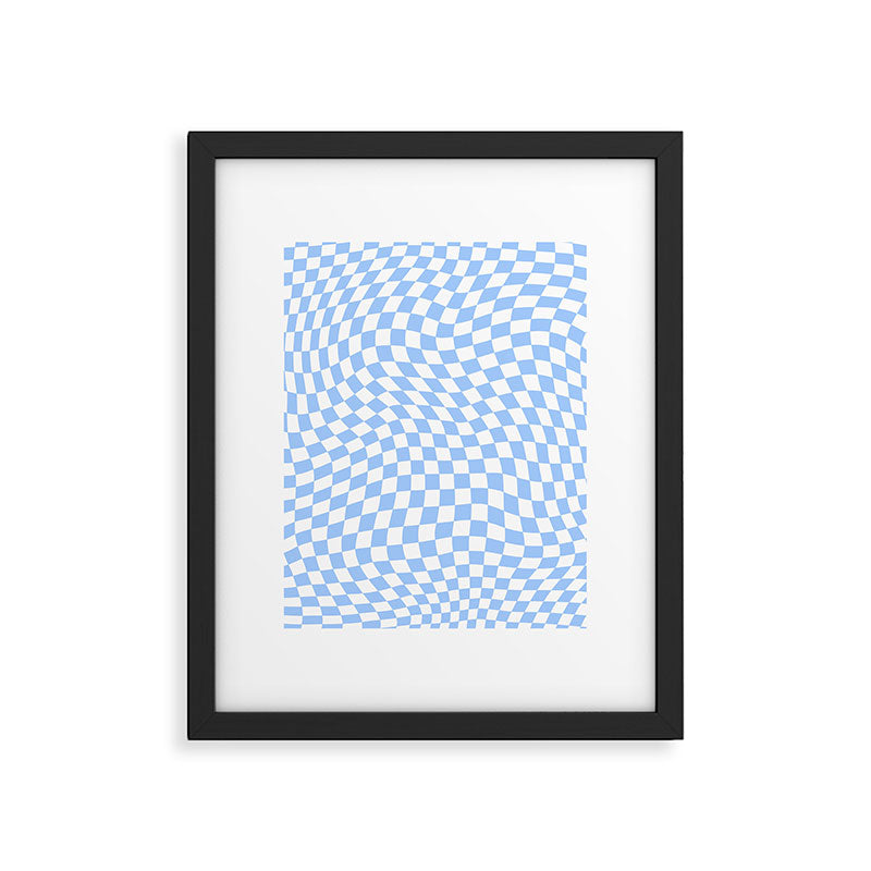 Pastel Blue Twisted Swirl Checkered Squares  Framed Art Print Gallery Image 6