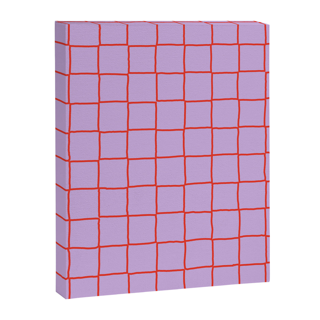 Red + Lavender Plaid Checker Canvas Print Gallery Image 6