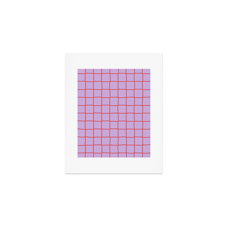 Red + Lavender Plaid Checker Art Print Gallery Image 1