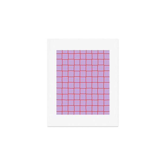 Red + Lavender Plaid Checker Art Print Gallery Image 1