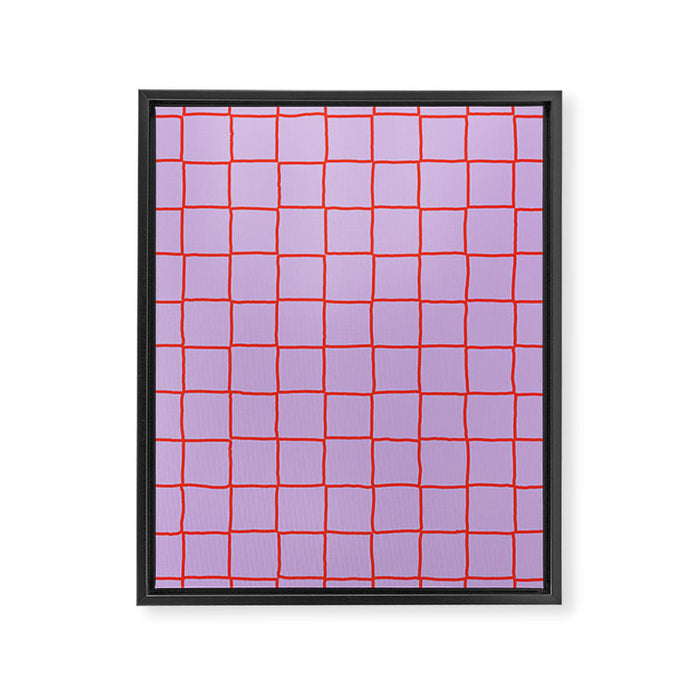 Red + Lavender Plaid Checker Framed Canvas Print Gallery Image 1