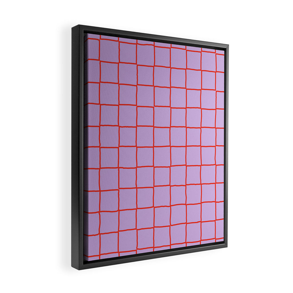 Red + Lavender Plaid Checker Framed Canvas Print Gallery Image 2
