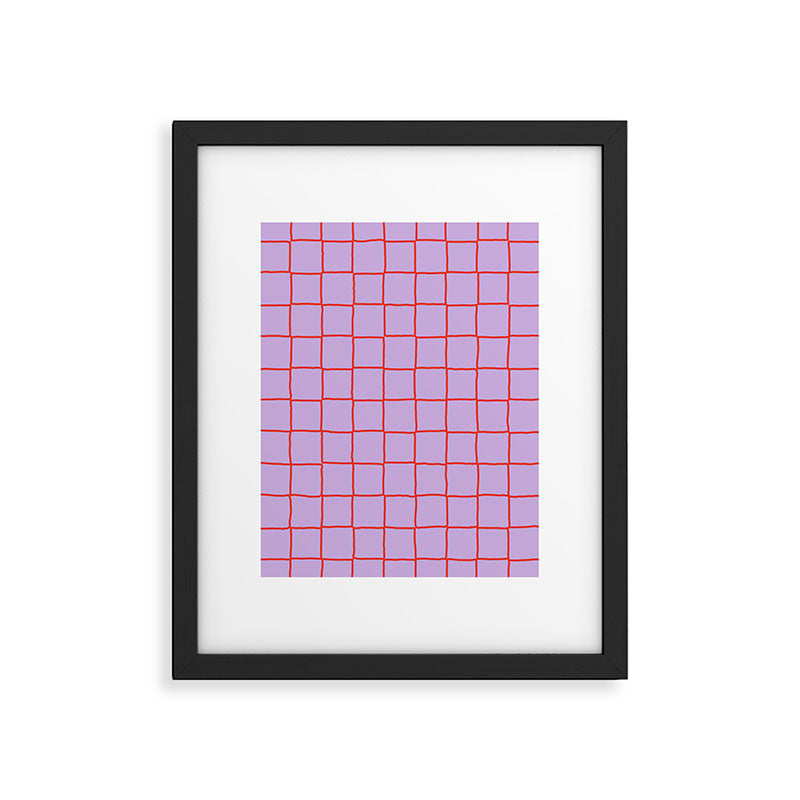 Red + Lavender Plaid Checker Framed Art Print Gallery Image 4