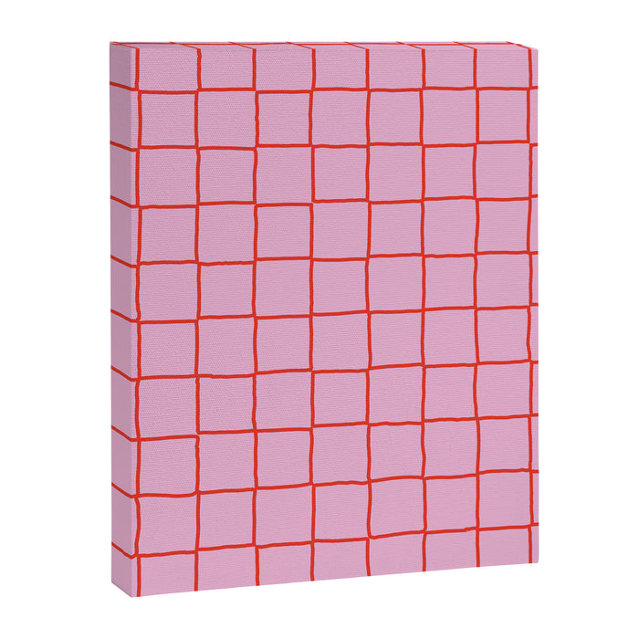 Retro Pink + Red Tiles Checker Plaid Canvas Print Gallery Image 1