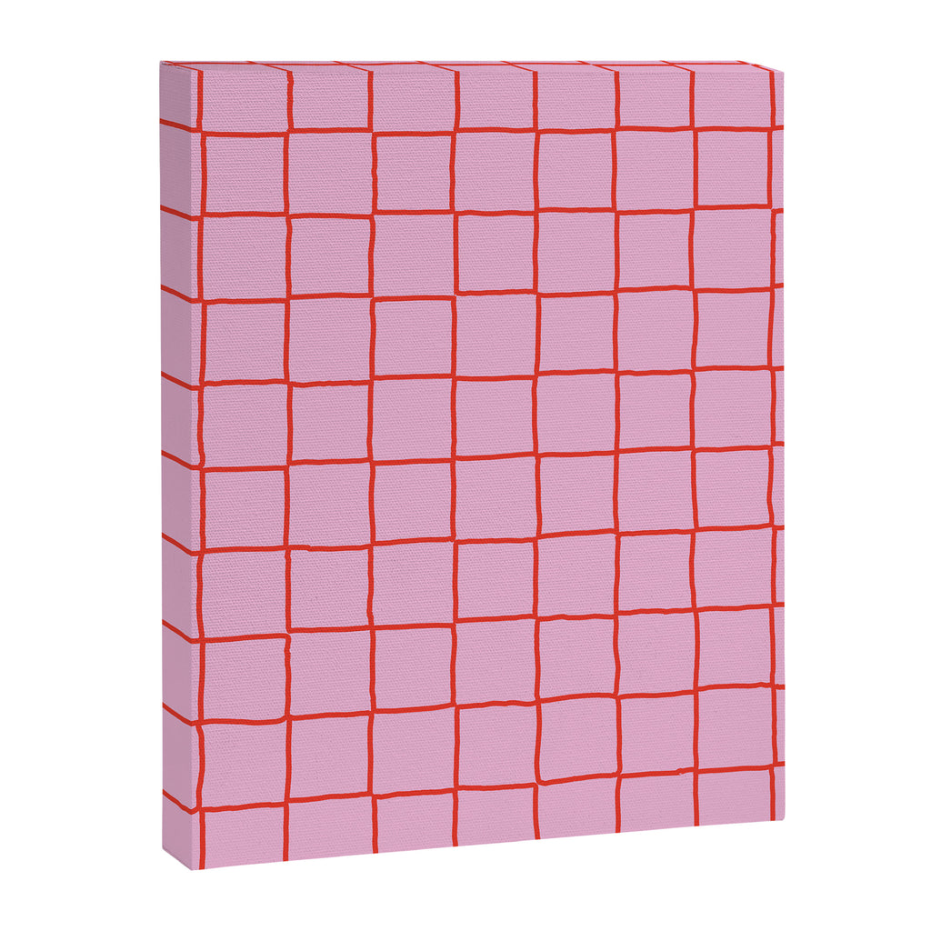 Retro Pink + Red Tiles Checker Plaid Canvas Print Gallery Image 6