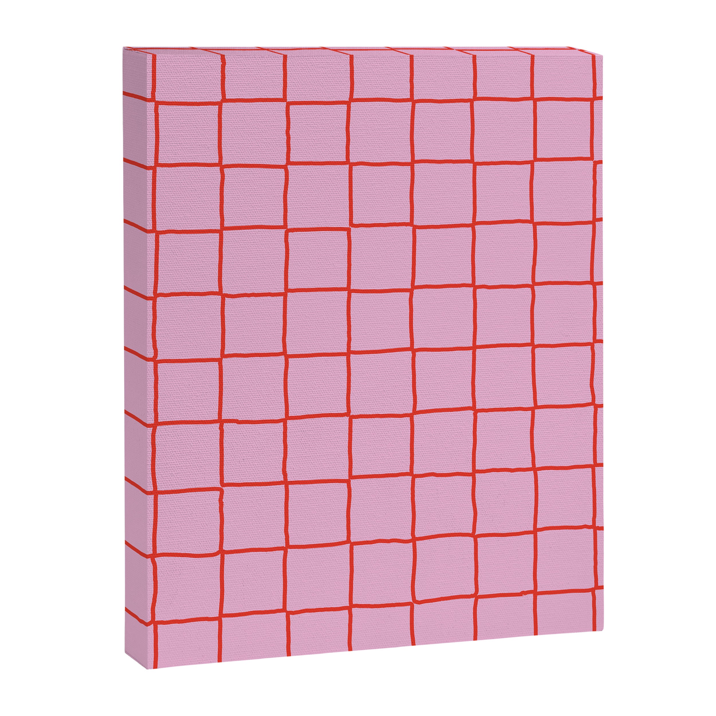 Retro Pink + Red Tiles Checker Plaid Canvas Print Gallery Image 6