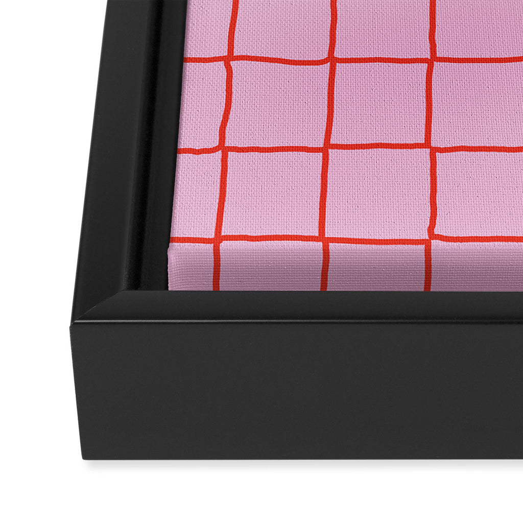 Retro Pink + Red Tiles Checker Plaid Framed Canvas Print Gallery Image 3