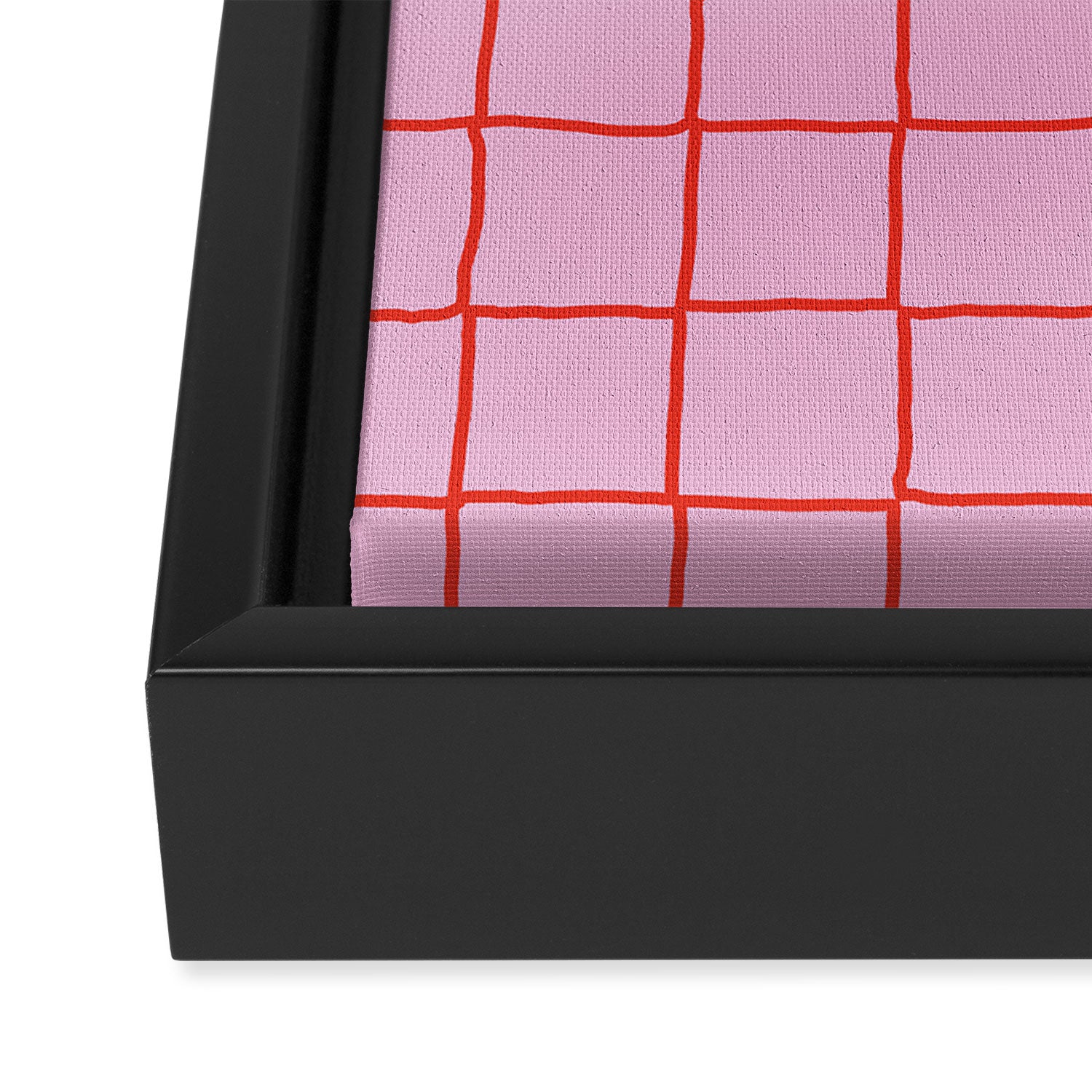 Retro Pink + Red Tiles Checker Plaid Framed Canvas Print Gallery Image 3