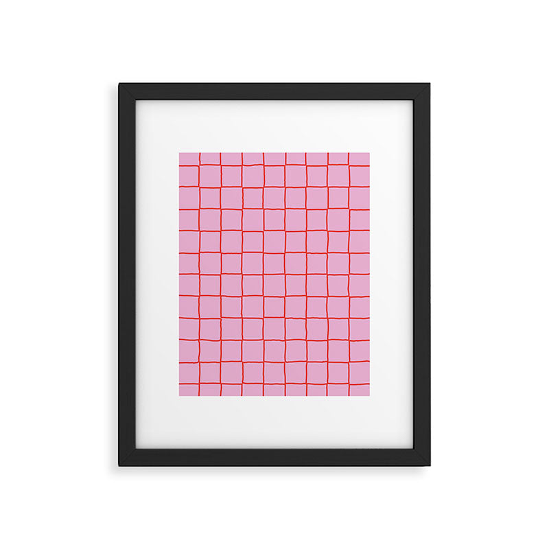Retro Pink + Red Tiles Checker Plaid Framed Art Print Gallery Image 5