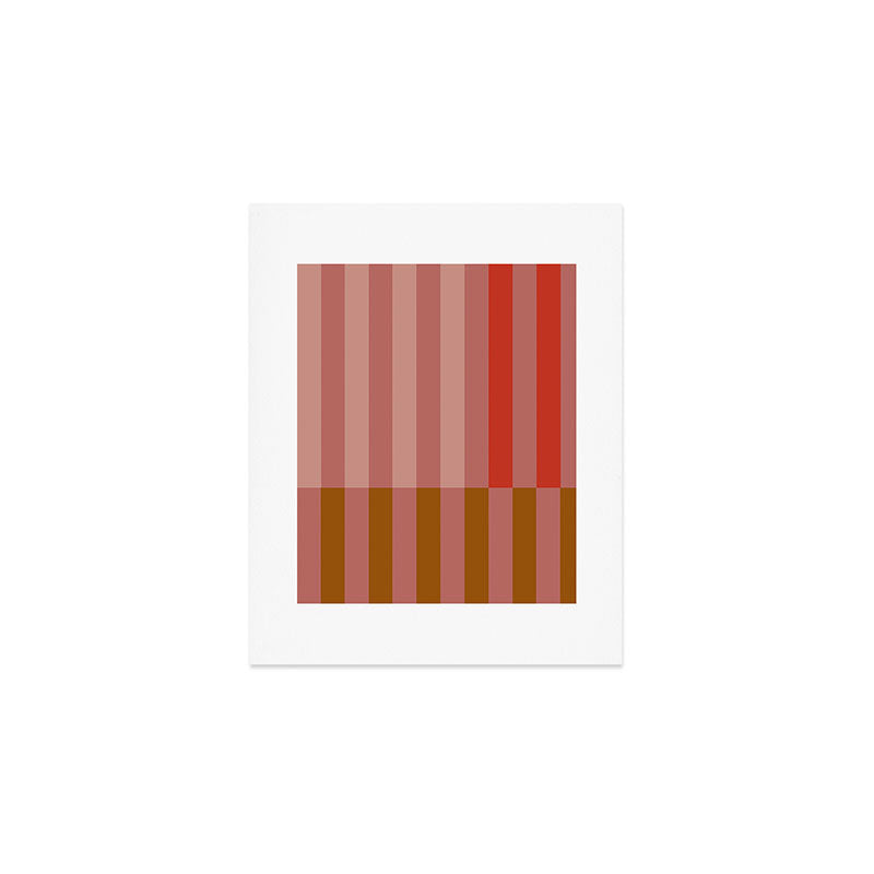 Retro Rose Pink Midcentury Stripes Patterned Art Print Gallery Image 1