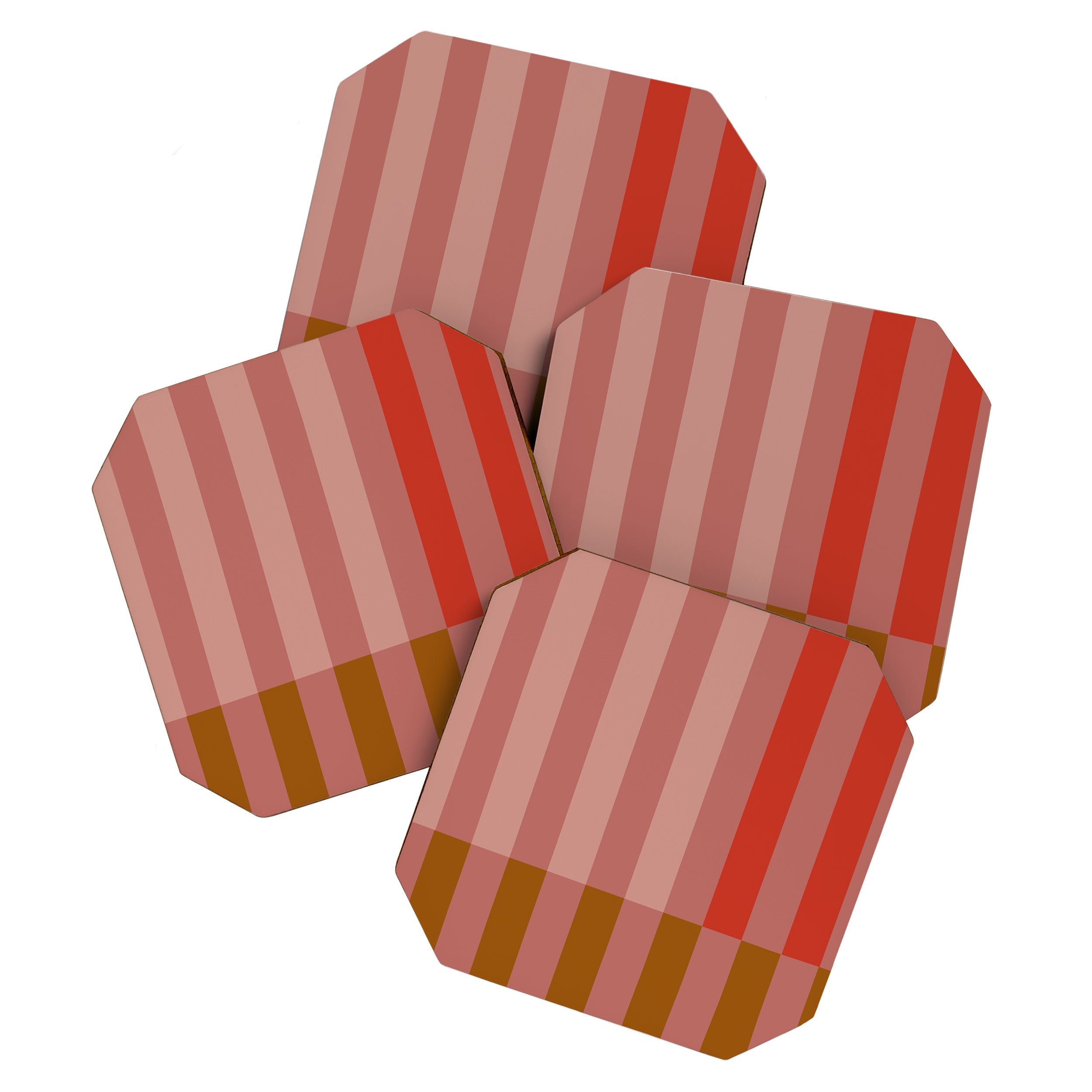 Retro Rose Pink Midcentury Stripes Patterned Coaster Gallery Image 1