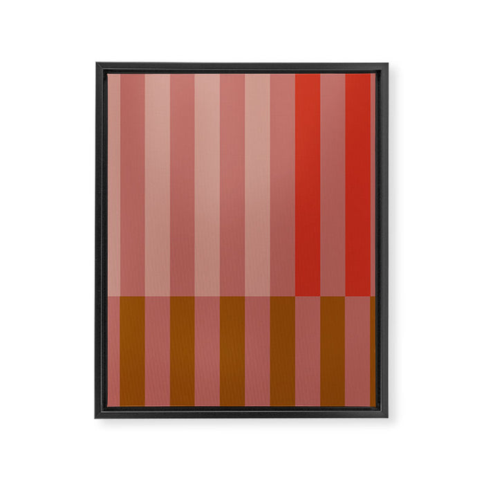 Retro Rose Pink Midcentury Stripes Patterned Framed Canvas Print Gallery Image 1