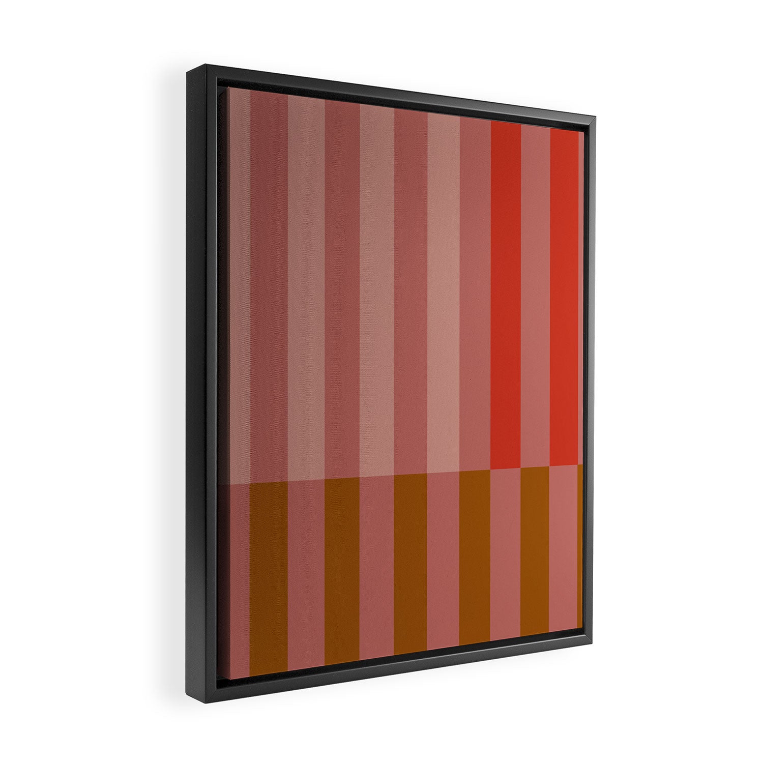 Retro Rose Pink Midcentury Stripes Patterned Framed Canvas Print Gallery Image 2
