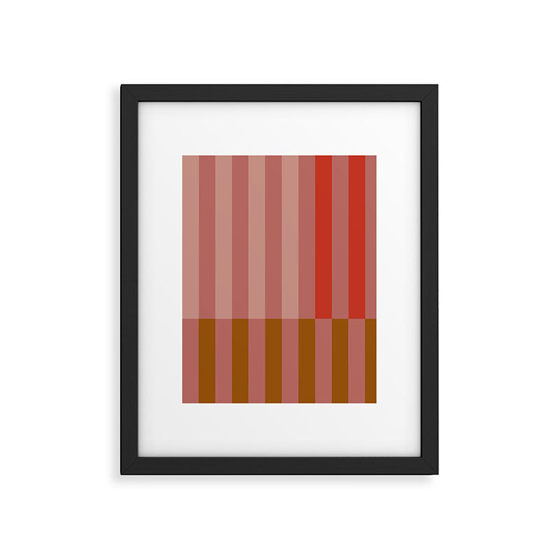 Retro Rose Pink Midcentury Stripes Patterned Framed Art Print Gallery Image 5