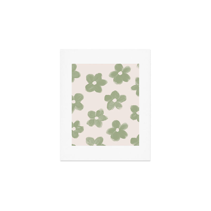 Sage Green Flowers Art Print Gallery Image 1