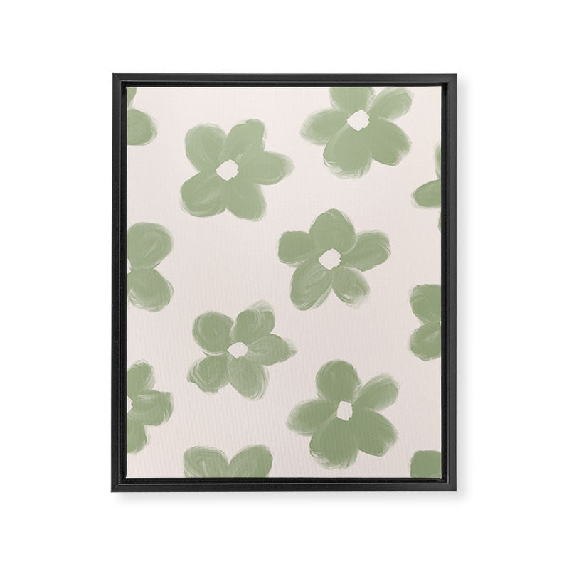 Sage Green Flowers Framed Canvas Print Gallery Image 8