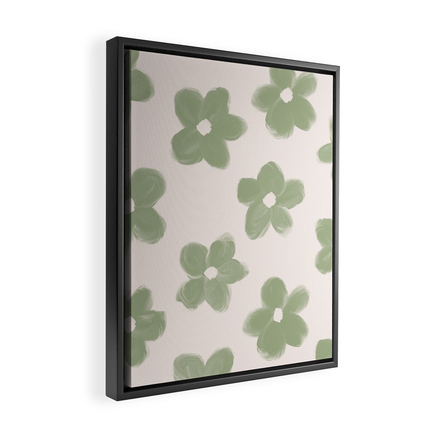 Sage Green Flowers Framed Canvas Print Gallery Image 2