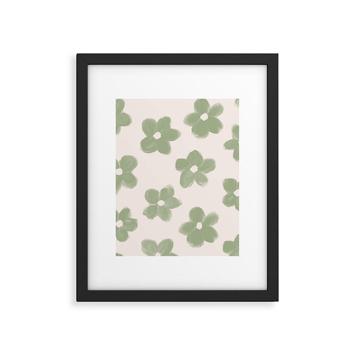 Sage Green Flowers Framed Art Print Gallery Image 1