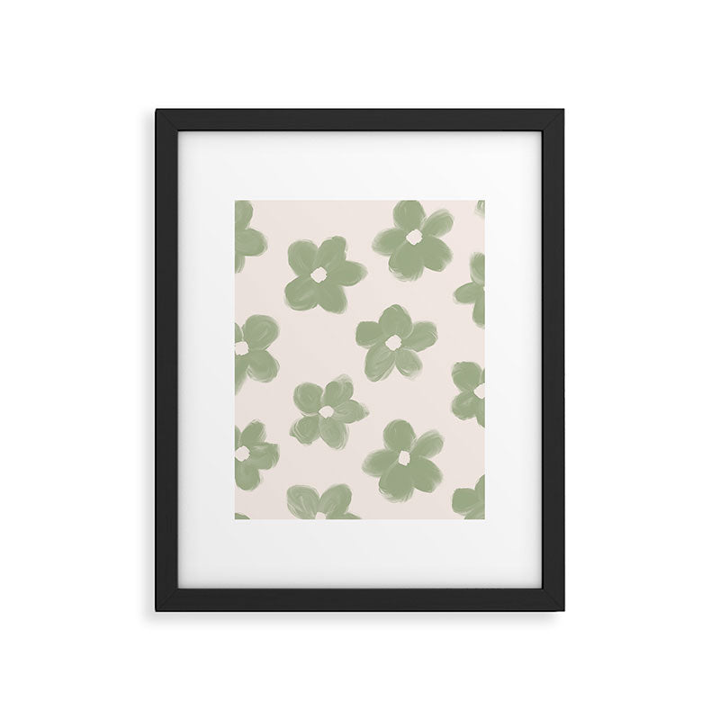 Sage Green Flowers Framed Art Print Gallery Image 6