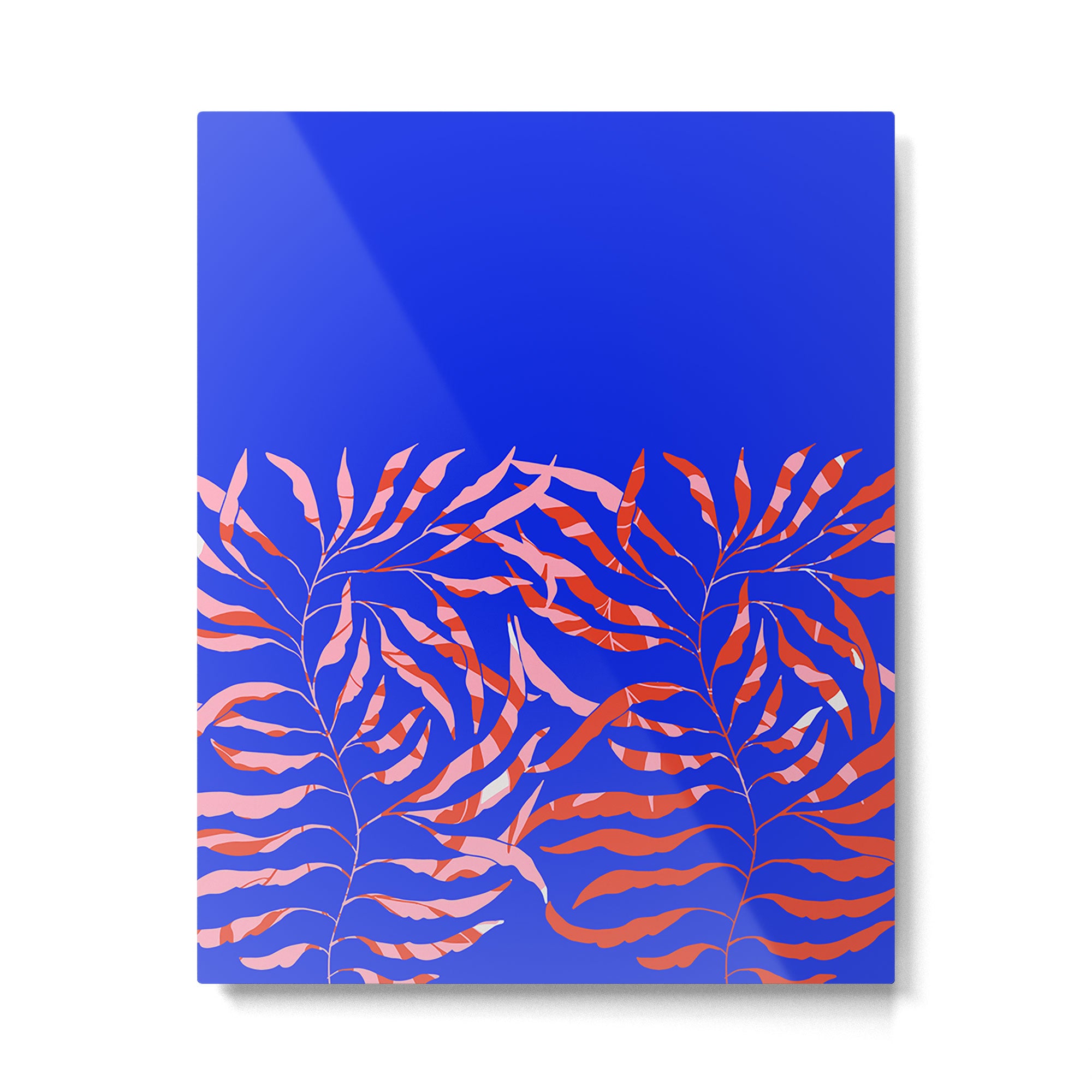 Sisters - Twin Leaf Portrait Matisse Style on Blue Metal Print Gallery Image 4