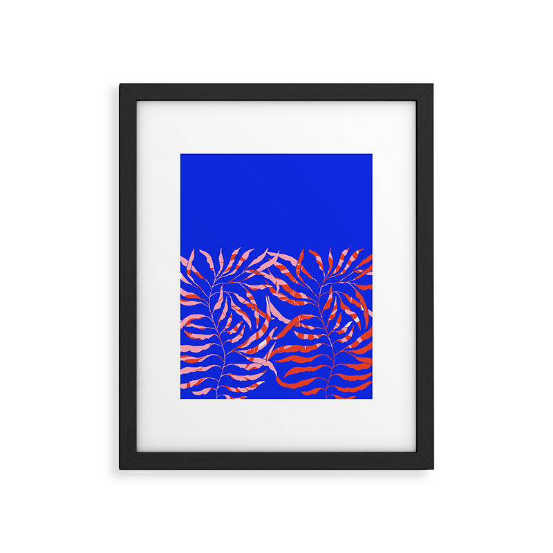 Sisters - Twin Leaf Portrait Matisse Style on Blue Framed Art Print Gallery Image 5