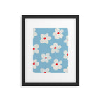 Soft Daisy Flowers - Cute Retro Floral Pattern on Pastel Blue Framed Art Print Gallery Image 6