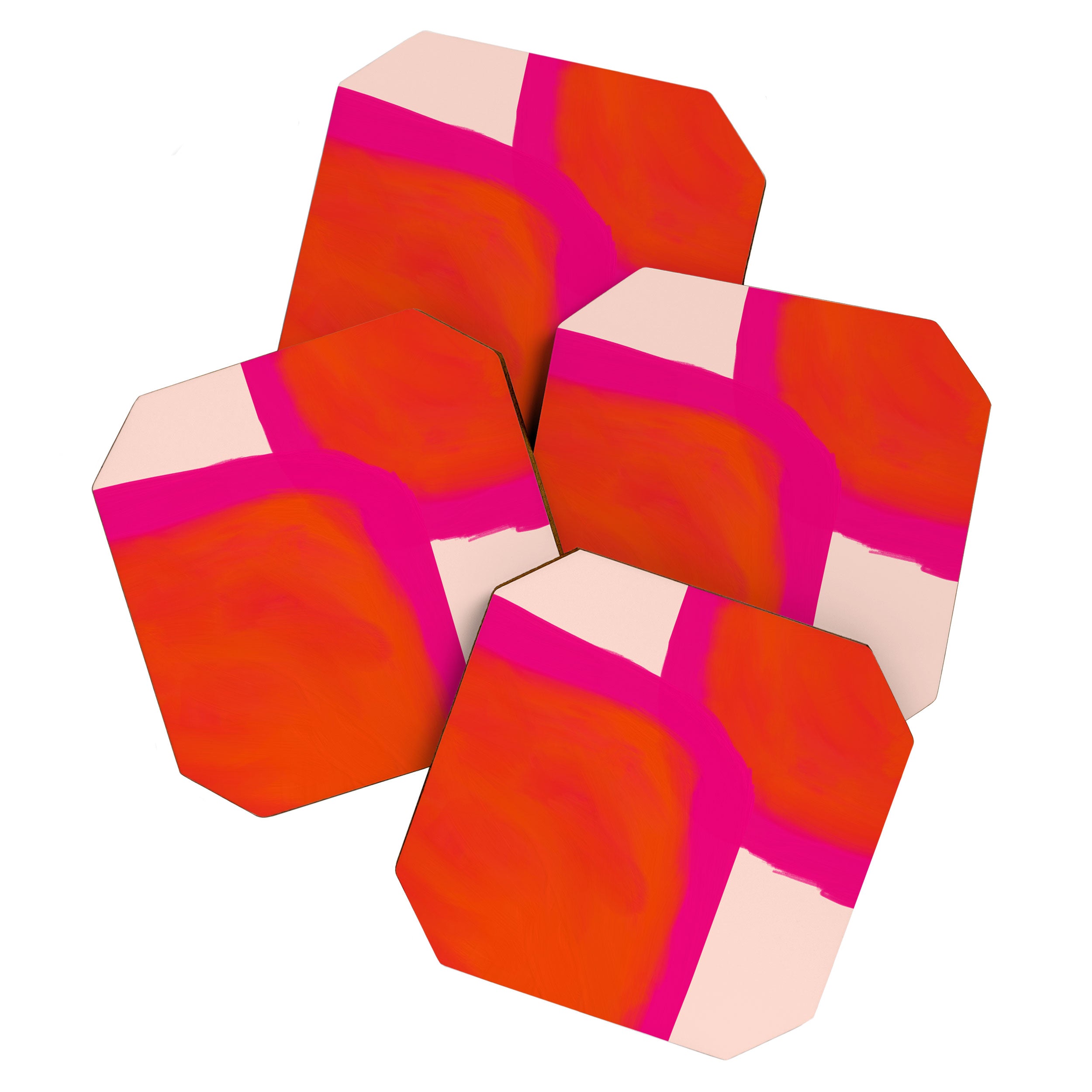 Touching Corners (Pink and Bold Orange) Coaster Gallery Image 1
