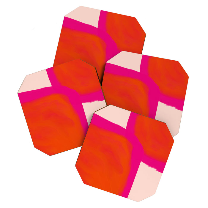 Touching Corners (Pink and Bold Orange) Coaster Gallery Image 1
