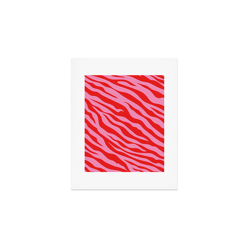Zebra Animal Print (Pink & Red) Art Print Gallery Image 1