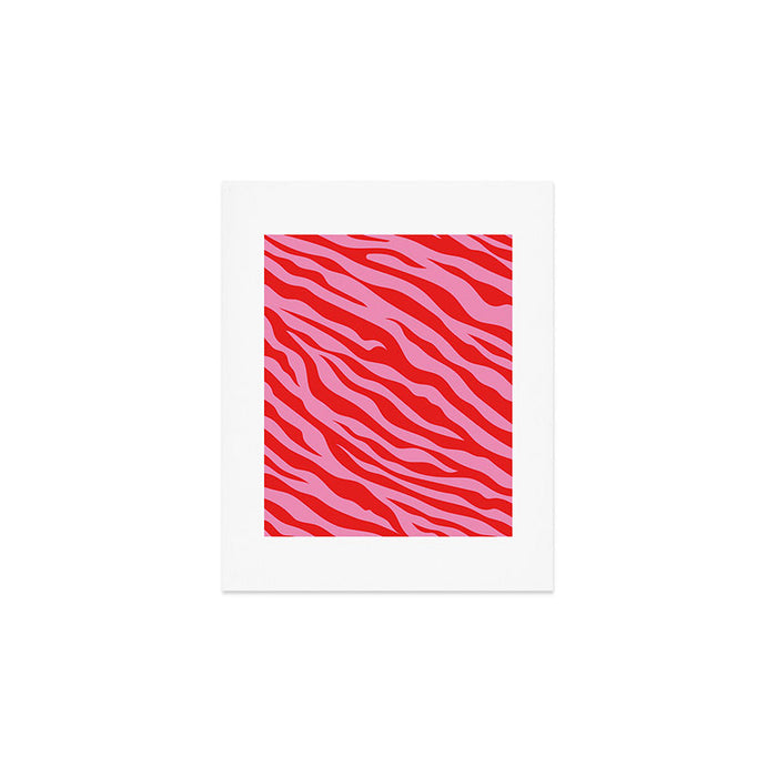 Zebra Animal Print (Pink & Red) Art Print Gallery Image 1