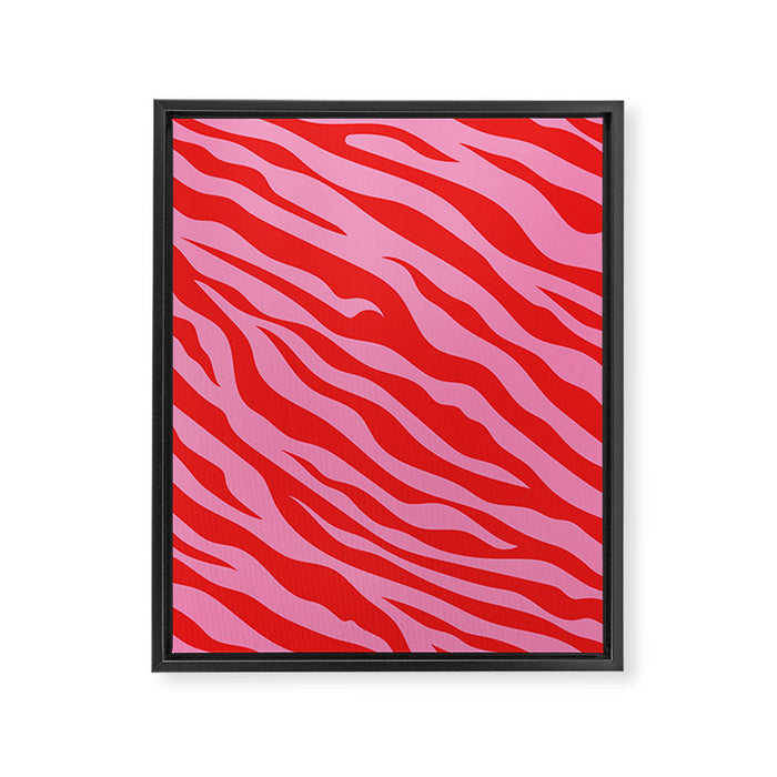 Zebra Animal Print (Pink & Red) Framed Canvas Print Gallery Image 1