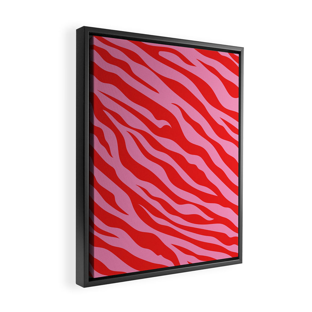 Zebra Animal Print (Pink & Red) Framed Canvas Print Gallery Image 2