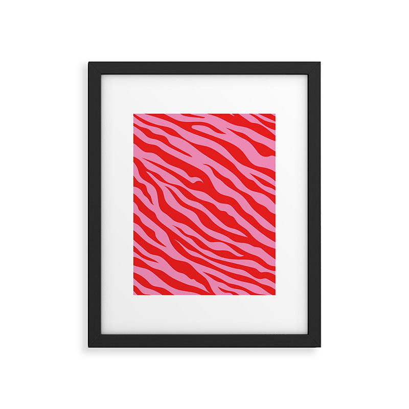 Zebra Animal Print (Pink & Red) Framed Art Print Gallery Image 5