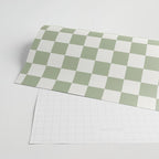 Checkerboard Check Checkered Pattern in Sage Green and Off White Wrapping Paper Gallery Image 2