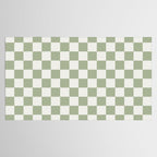 Checkerboard Check Checkered Pattern in Sage Green and Off White Tablecloth Gallery Image 2