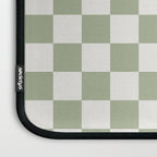 Checkerboard Check Checkered Pattern in Sage Green and Off White Laptop Sleeve Gallery Image 3