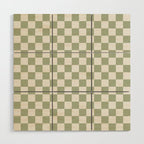 Checkerboard Check Checkered Pattern in Sage Green and Off White Wood Wall Art Gallery Image 1