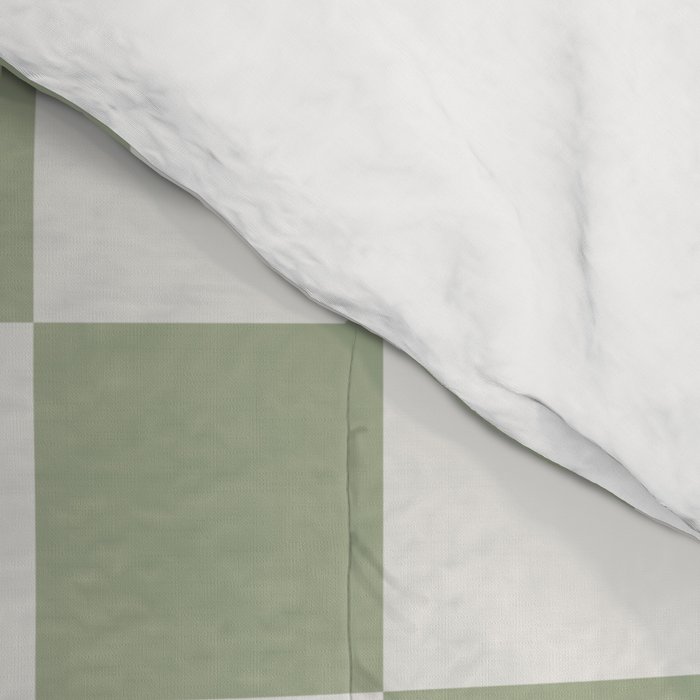 Checkerboard Check Checkered Pattern in Sage Green and Off White Comforter Gallery Image 4