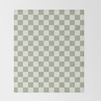 Checkerboard Check Checkered Pattern in Sage Green and Off White Throw Blanket Gallery Image 2