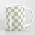 Checkerboard Check Checkered Pattern in Sage Green and Off White Coffee Mug Gallery Image 1
