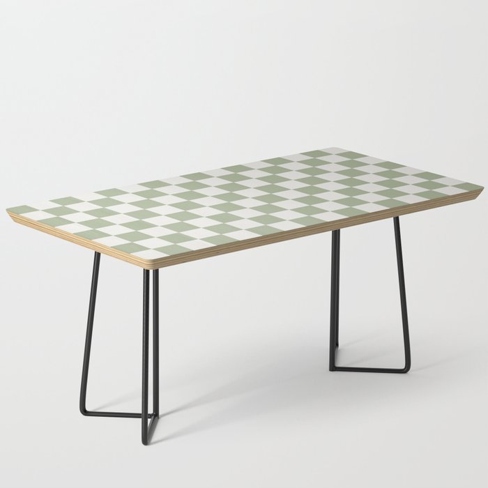 Checkerboard Check Checkered Pattern in Sage Green and Off White Coffee Table Gallery Image 1