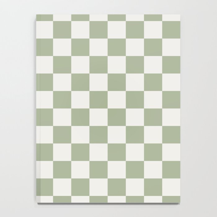 Checkerboard Check Checkered Pattern in Sage Green and Off White Notebook Gallery Image 4