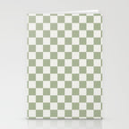 Checkerboard Check Checkered Pattern in Sage Green and Off White Stationery Card Gallery Image 2