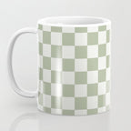 Checkerboard Check Checkered Pattern in Sage Green and Off White Coffee Mug Gallery Image 3