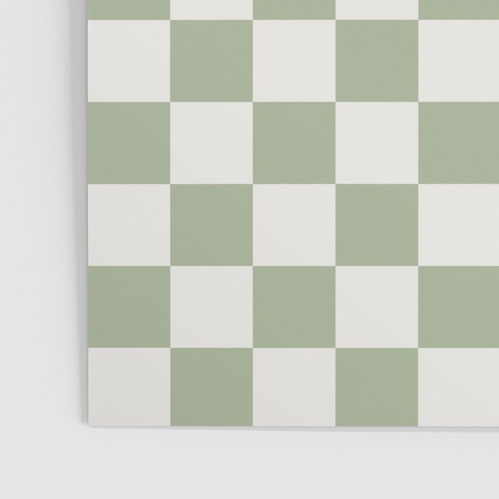 Checkerboard Check Checkered Pattern in Sage Green and Off White Poster Gallery Image 3