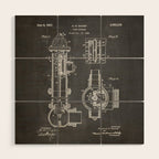 Fire Hydrant Patent - Fireman Fire House Art - Black Chalkboard Wood Wall Art Gallery Image 1