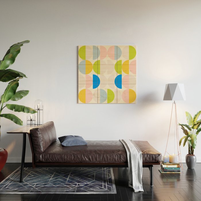 Mid Century Modern Geometry Pastel 2 Wood Wall Art Gallery Image 2