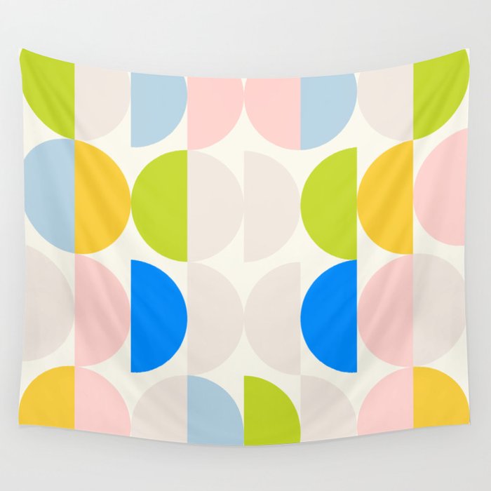 Mid Century Modern Geometry Pastel 2 Wall Tapestry Gallery Image 1