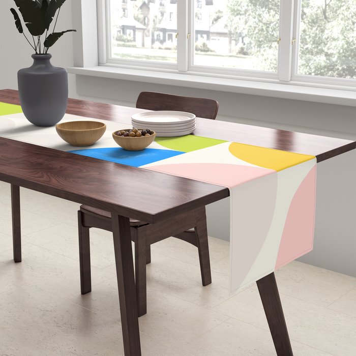 Mid Century Modern Geometry Pastel 2 Table Runner Gallery Image 2